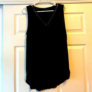 Black Massimo sleeveless top with faux leather detail size large